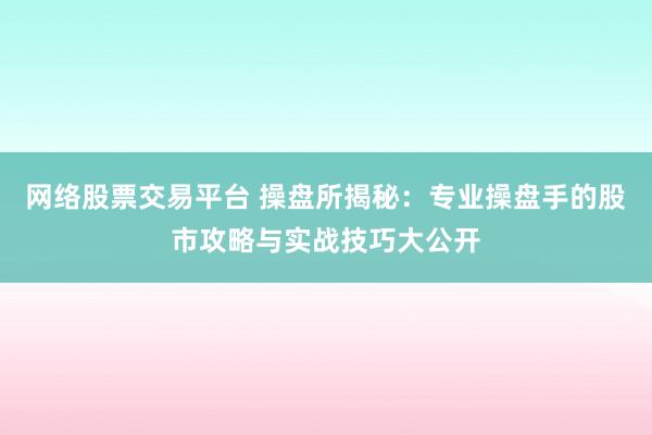 网络股票交易平台 操盘所揭秘：专业操盘手的股市攻略与实战技巧大公开