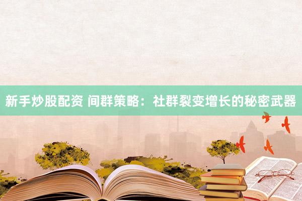新手炒股配资 间群策略：社群裂变增长的秘密武器
