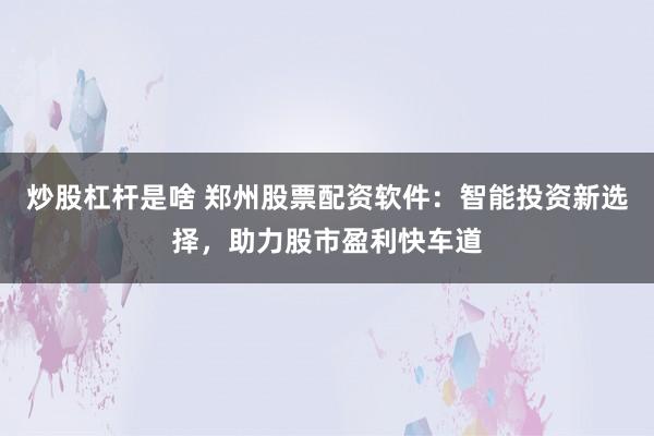 炒股杠杆是啥 郑州股票配资软件：智能投资新选择，助力股市盈利快车道