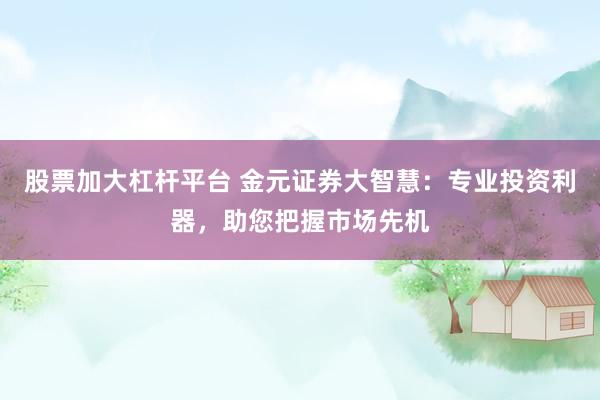 股票加大杠杆平台 金元证券大智慧：专业投资利器，助您把握市场先机
