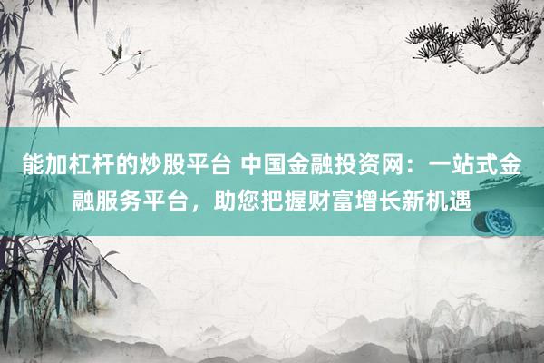 能加杠杆的炒股平台 中国金融投资网：一站式金融服务平台，助您把握财富增长新机遇