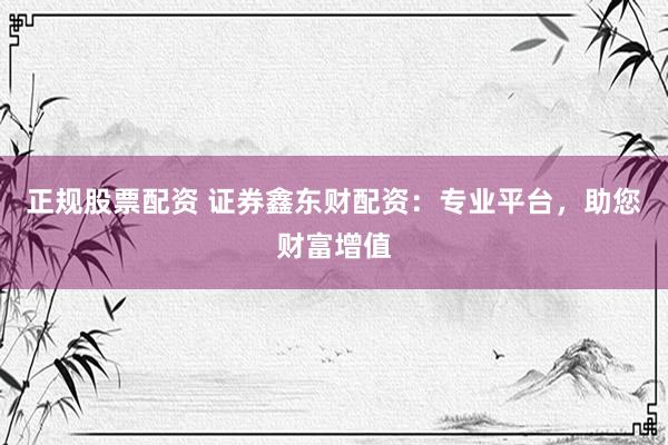 正规股票配资 证券鑫东财配资：专业平台，助您财富增值