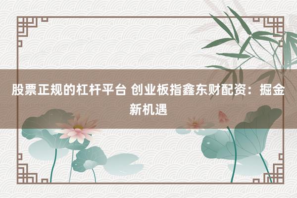 股票正规的杠杆平台 创业板指鑫东财配资：掘金新机遇
