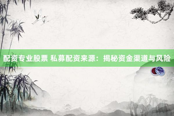 配资专业股票 私募配资来源：揭秘资金渠道与风险
