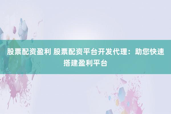 股票配资盈利 股票配资平台开发代理：助您快速搭建盈利平台