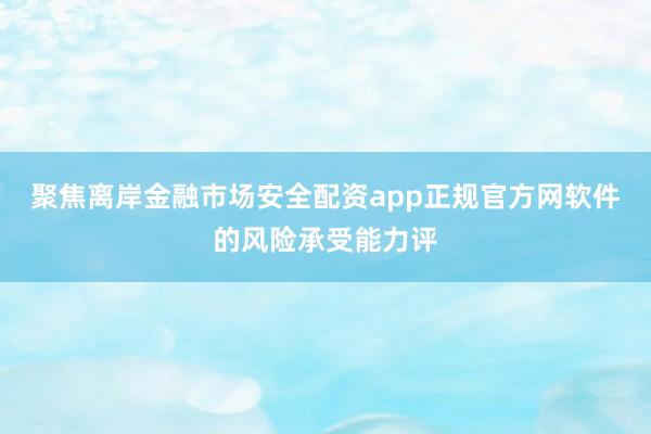 聚焦离岸金融市场安全配资app正规官方网软件的风险承受能力评