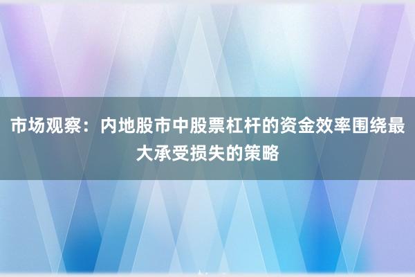 市场观察：内地股市中股票杠杆的资金效率围绕最大承受损失的策略