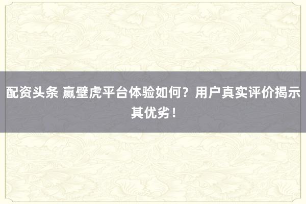 配资头条 赢壁虎平台体验如何？用户真实评价揭示其优劣！
