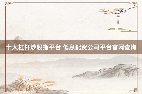 十大杠杆炒股指平台 低息配资公司平台官网查询