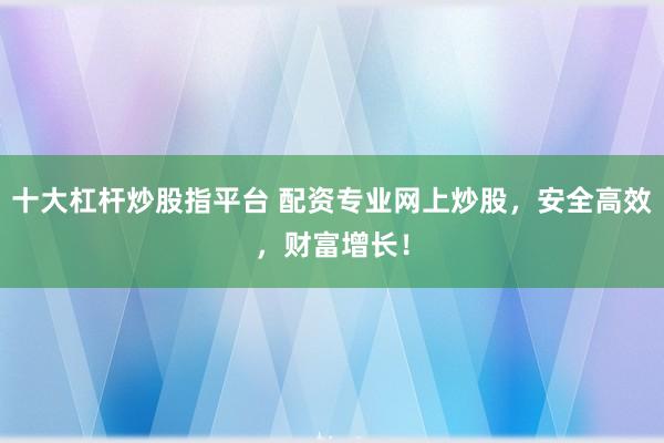 十大杠杆炒股指平台 配资专业网上炒股，安全高效，财富增长！