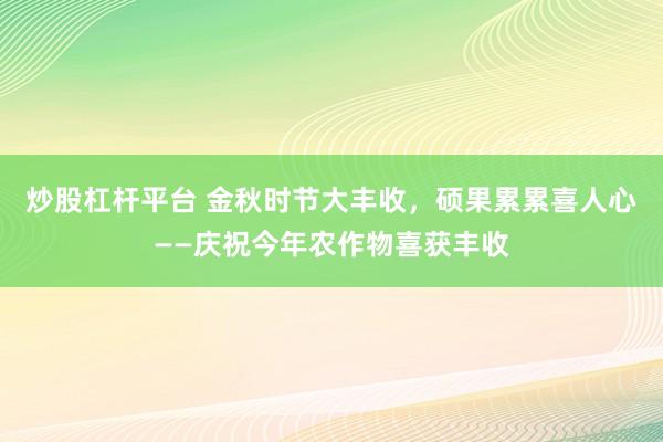 炒股杠杆平台 金秋时节大丰收，硕果累累喜人心——庆祝今年农作物喜获丰收